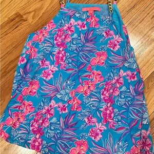 Lilly Pulitzer Size 2 Like New Floral Blue and Pink Women's Top